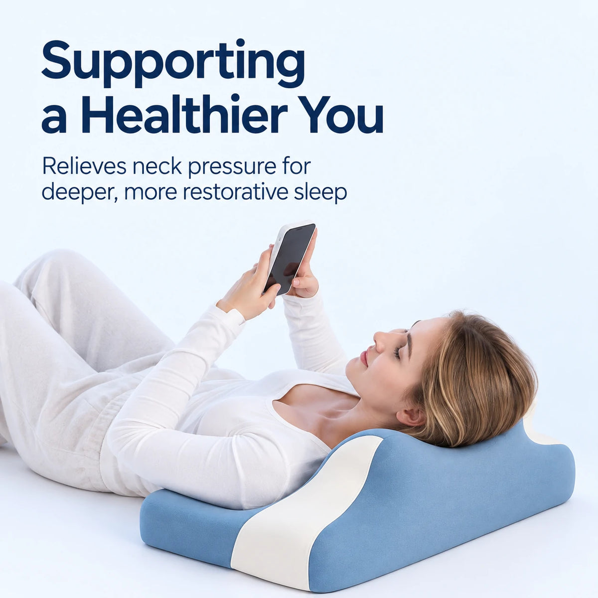 Slow-rebound memory foam contour under a resting head