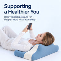 Slow-rebound memory foam contour under a resting head