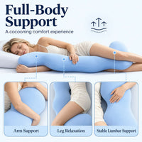 Long Body Pillow for Adults — Knee, Belly & Back Support for Side Sleeping