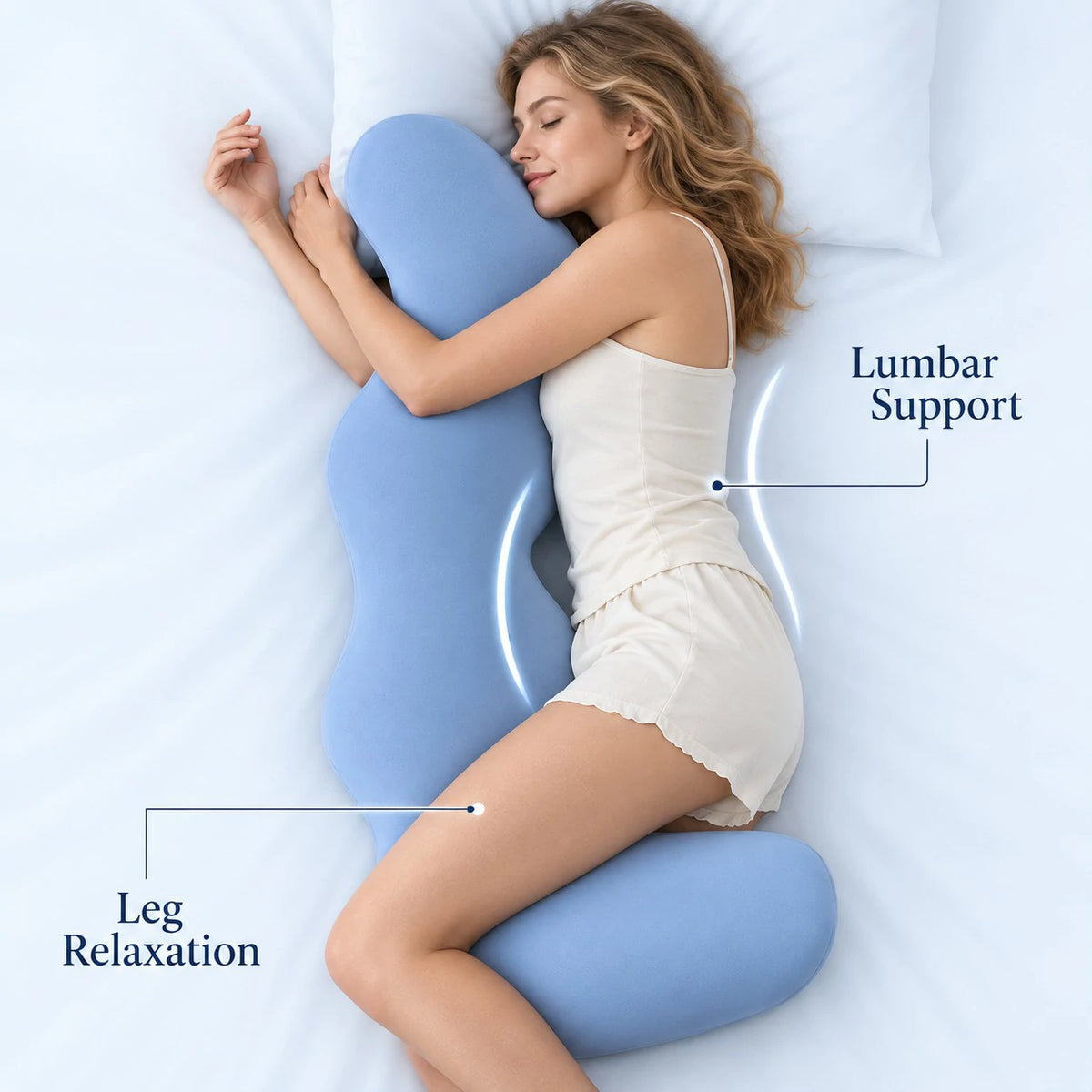 Long Body Pillow for Adults — Knee, Belly & Back Support for Side Sleeping