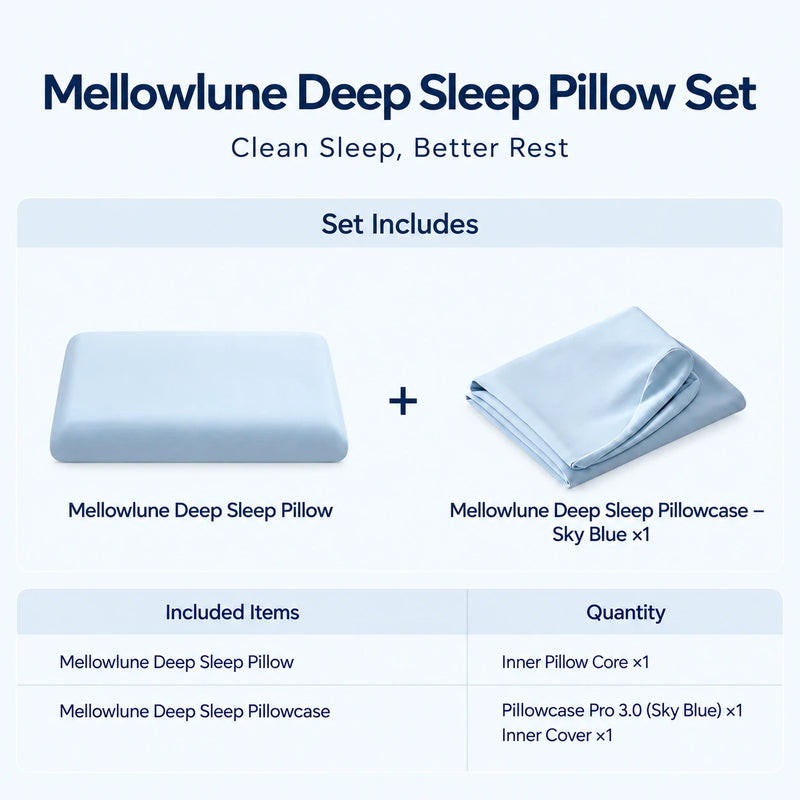 MellowLune contour memory foam pillow in sky blue